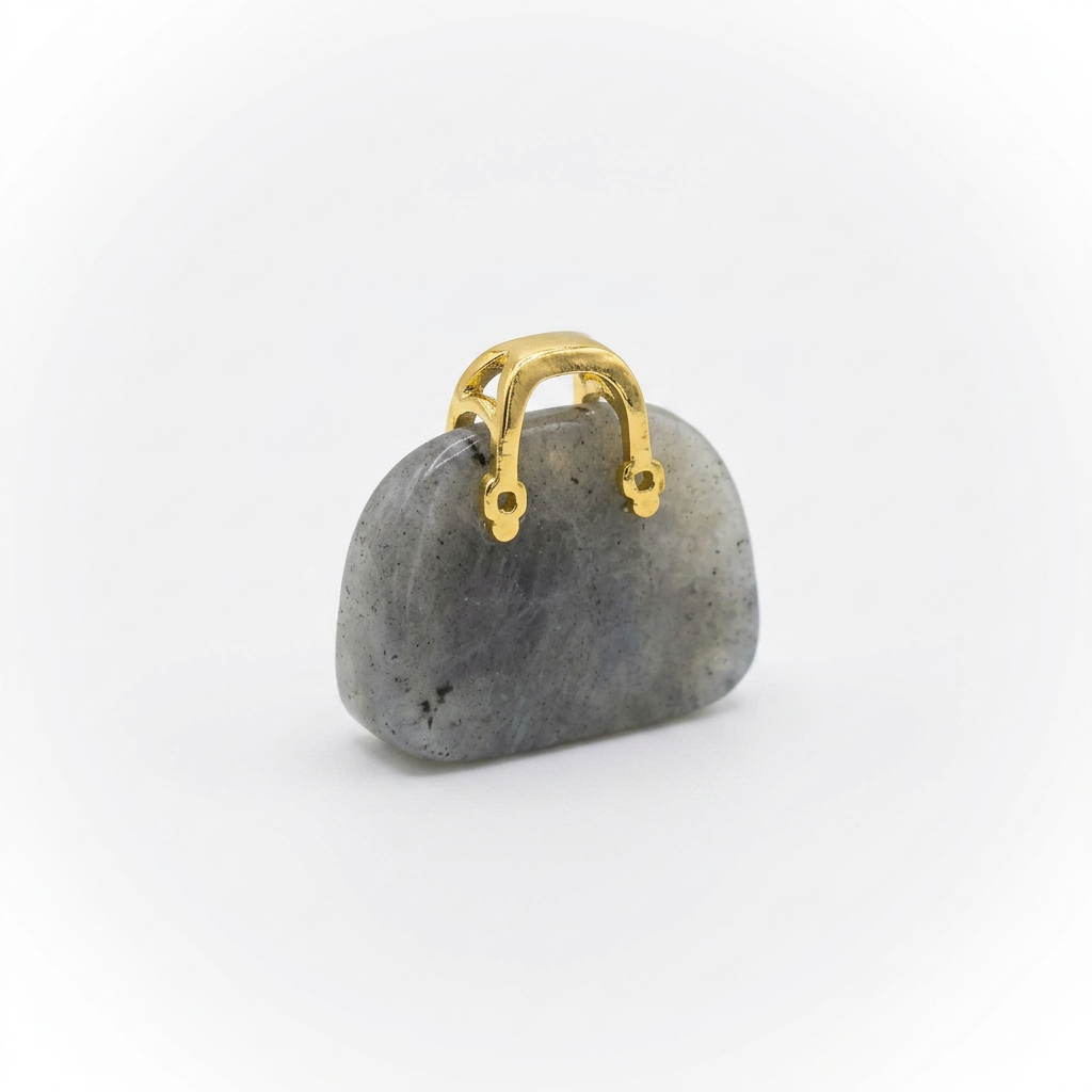 Colgante Bolso Tallado Piedra Jaspe Gris