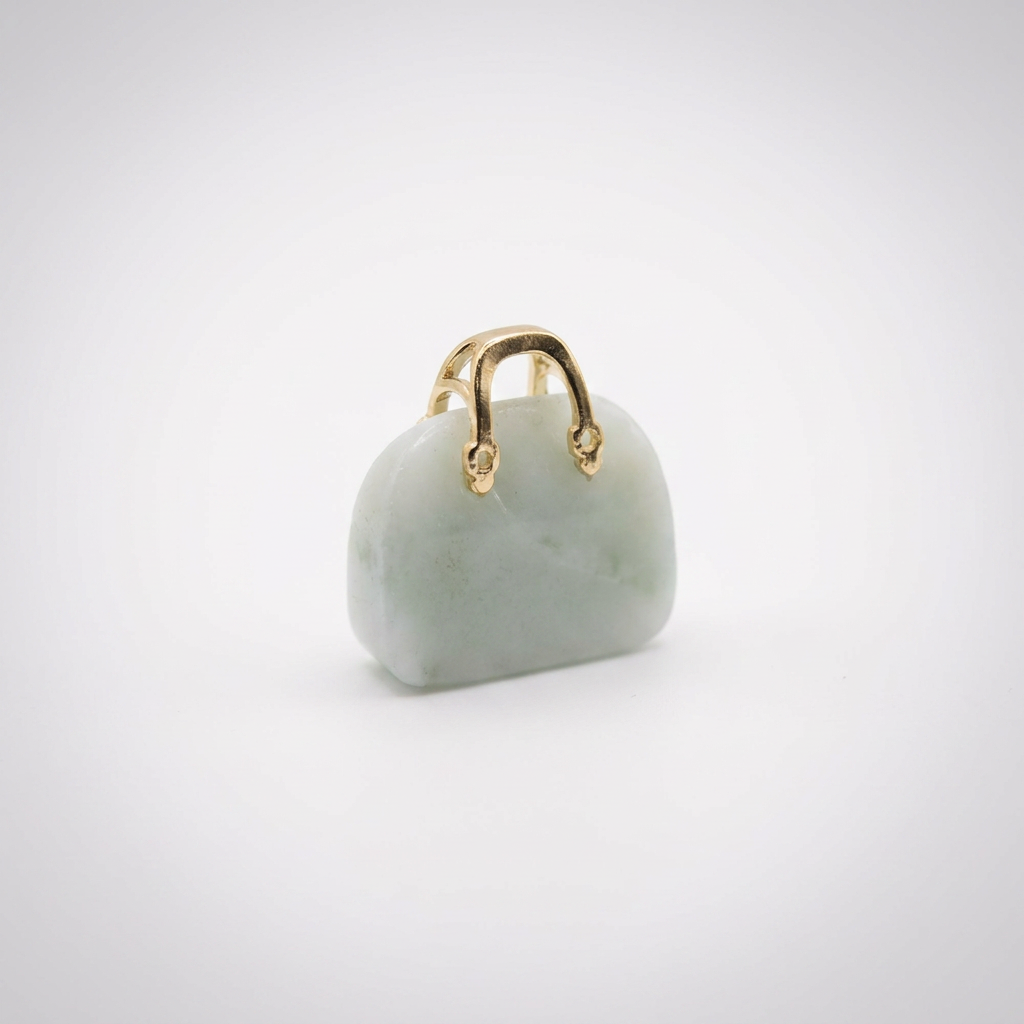 Colgante Bolso Tallado Piedra Cuarzo Verde
