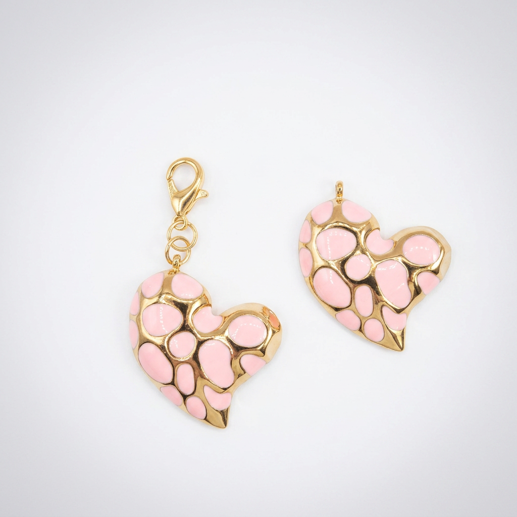 Colgante Corazón Lunares Rosa