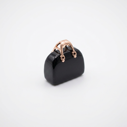 Colgante Bolso Tallado Piedra Obsidiana