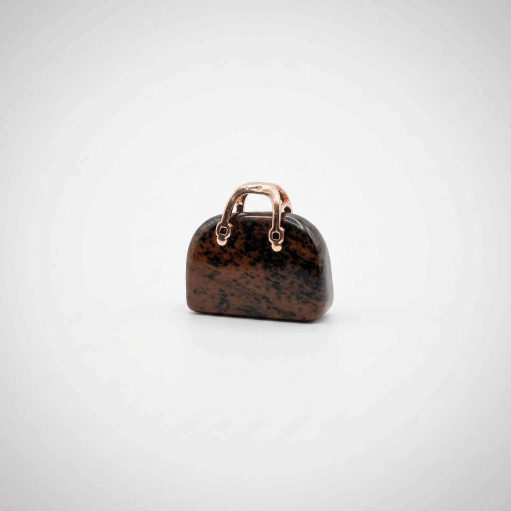 Colgante Bolso Tallado Piedra Obsidiana Fuego