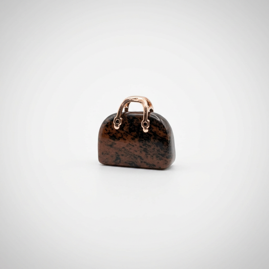 Colgante Bolso Tallado Piedra Obsidiana Fuego