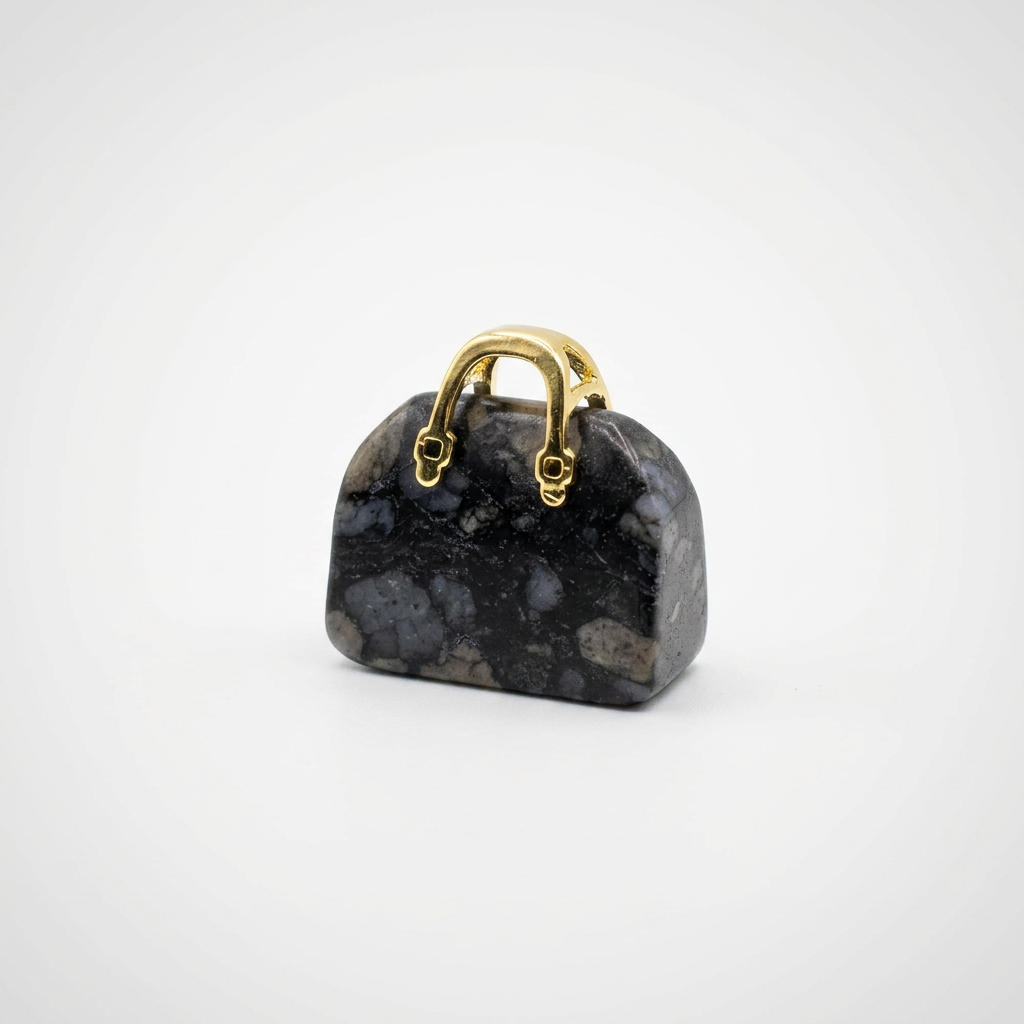 Colgante Bolso Tallado Piedra Riolita