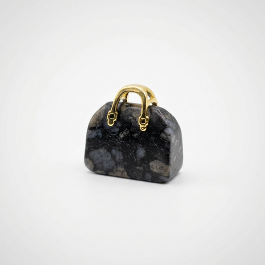 Colgante Bolso Tallado Piedra Riolita