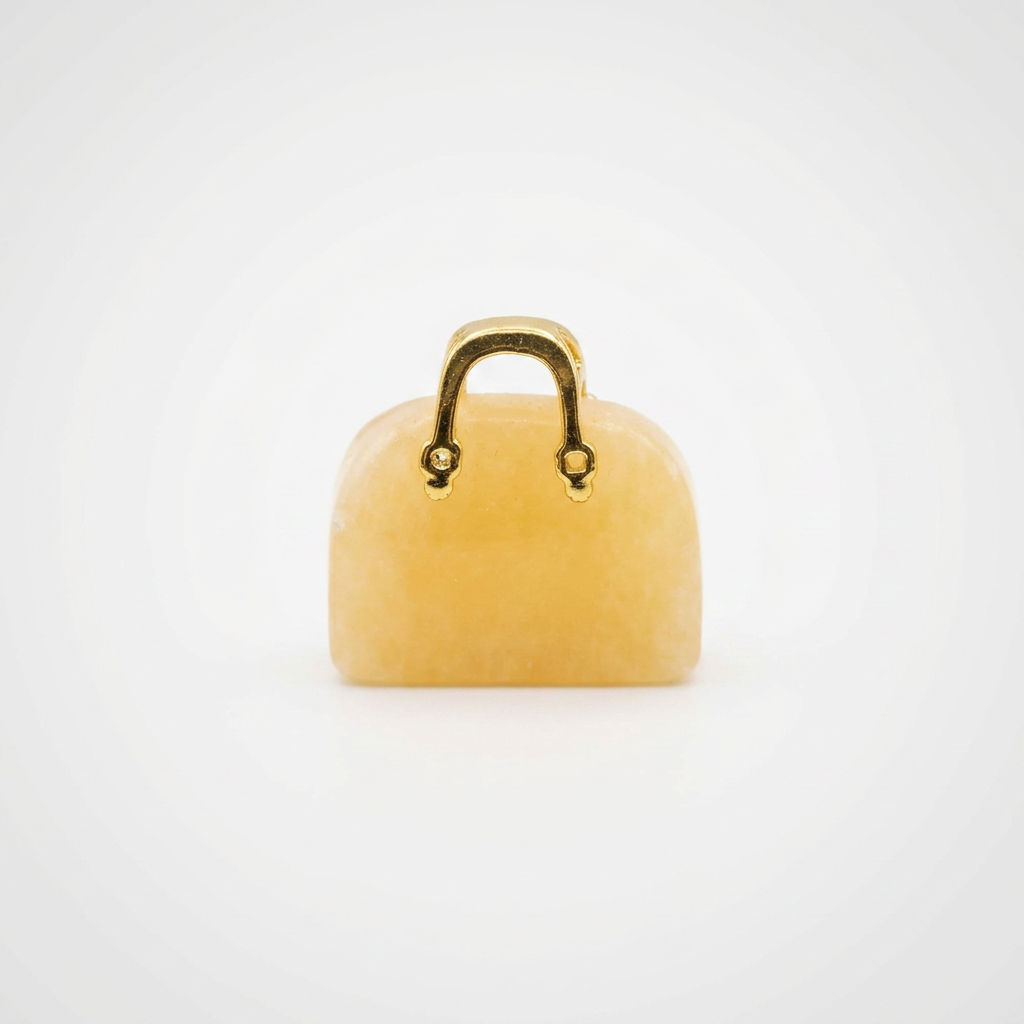 Colgante Bolso Tallado Piedra Jaspe Amarilla