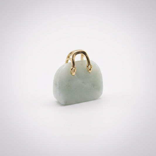 Colgante Bolso Tallado Piedra Cuarzo Verde