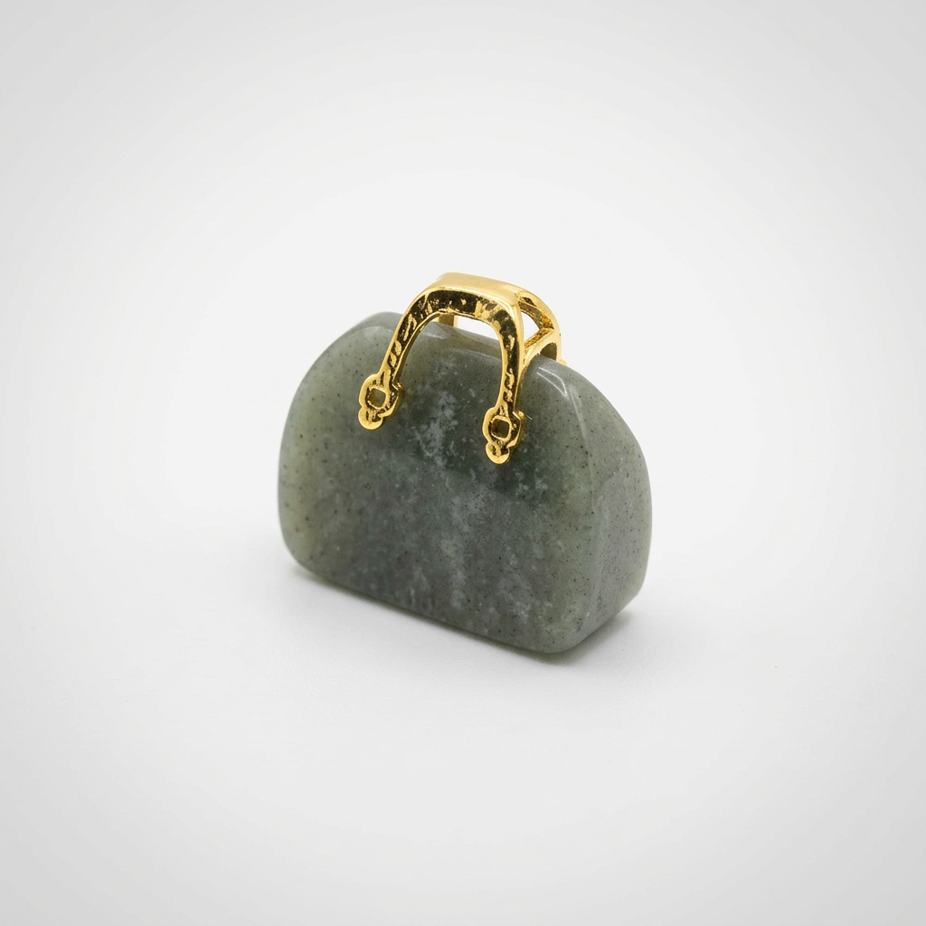Colgante Bolso Tallado Piedra Jaspe Verde