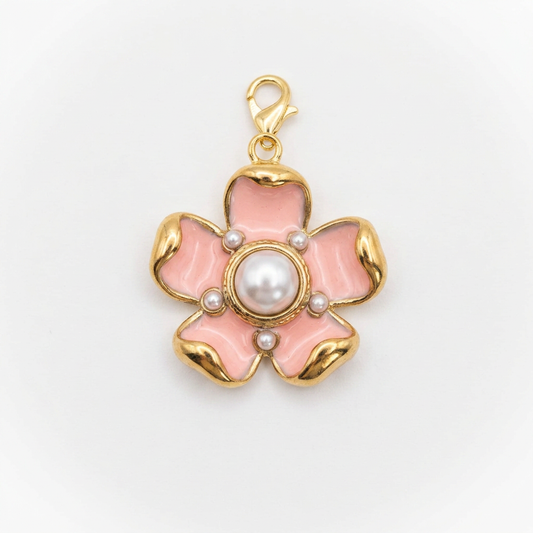 Colgante Flor Perla Rosa