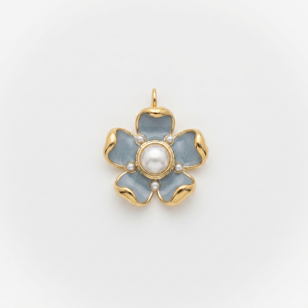 Colgante Flor Perla Celeste