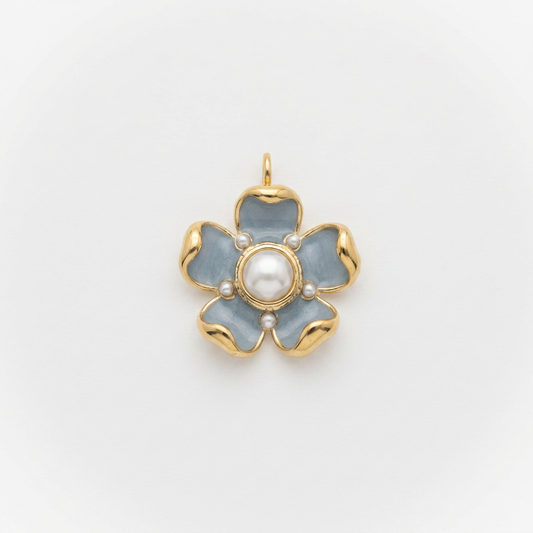 Colgante Flor Perla Celeste