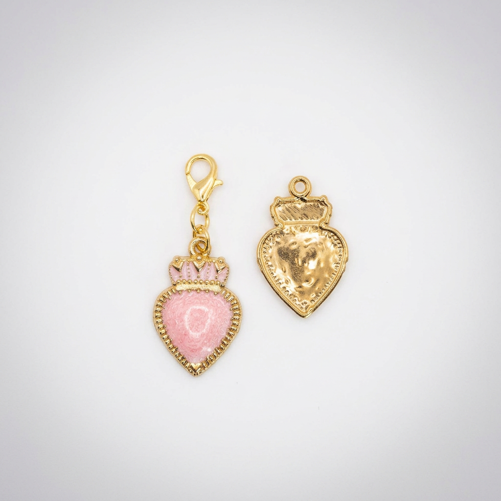 Dije Corazón Corona Rosa