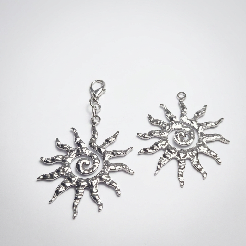 Colgante Sol Espiral Maxi Plateado