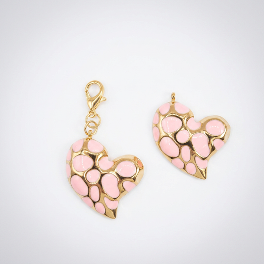 Colgante Corazón Lunares Rosa