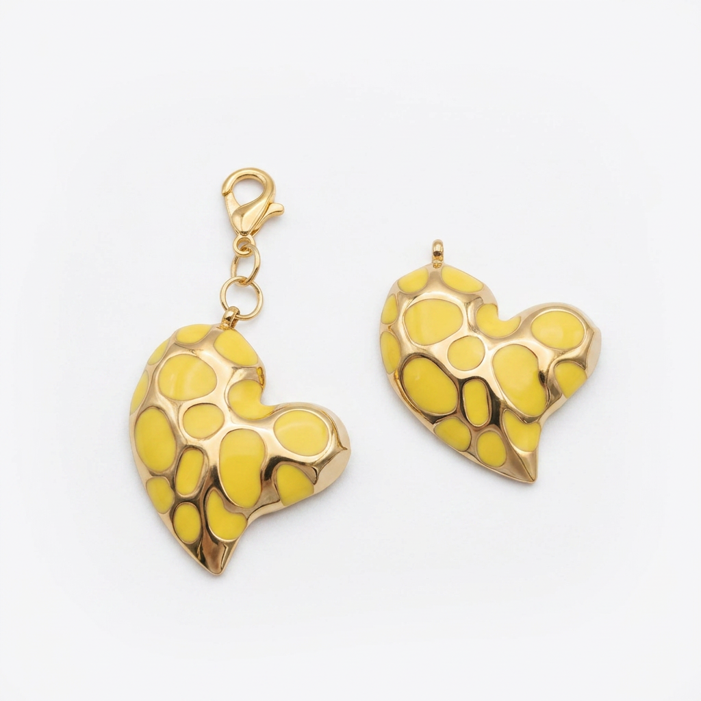 Colgante Corazón Lunares Amarillo