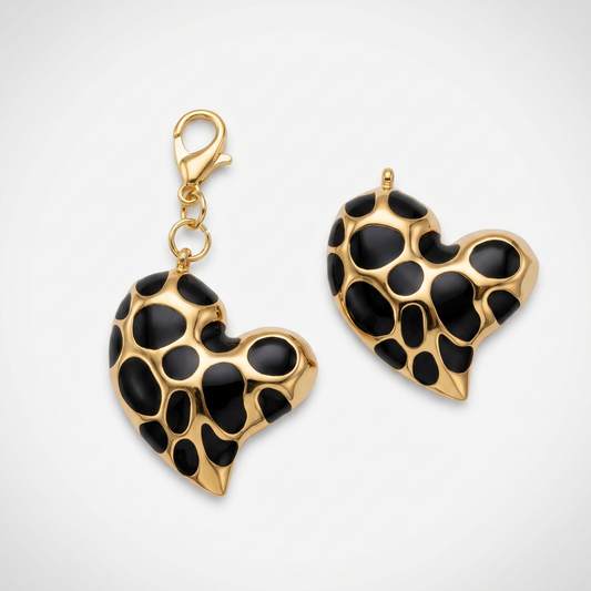 Colgante Corazón Lunares Negro