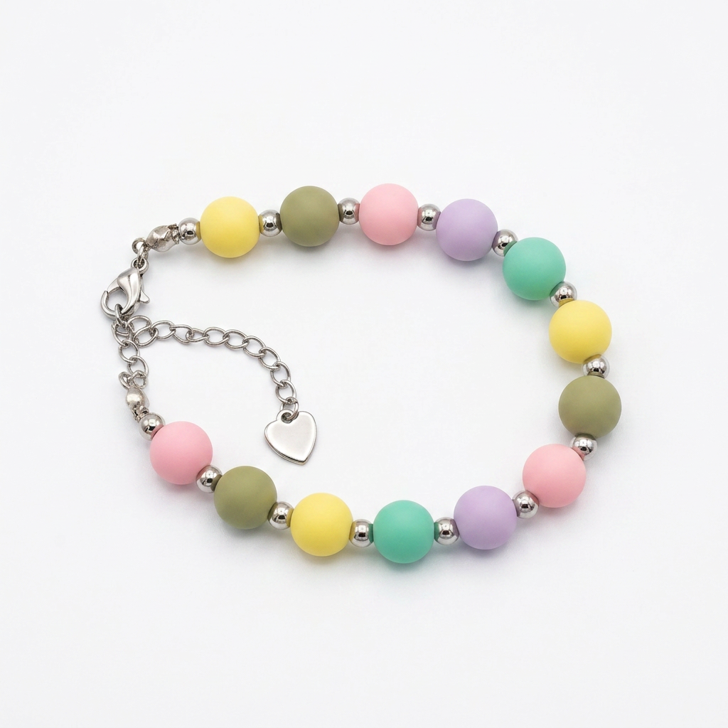 Pulsera Arcoíris Combinada Plateada