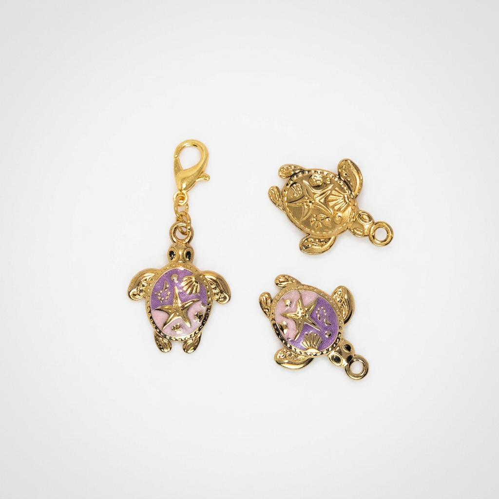 Dije Tortuga Mini - Rosa, malva y dorado