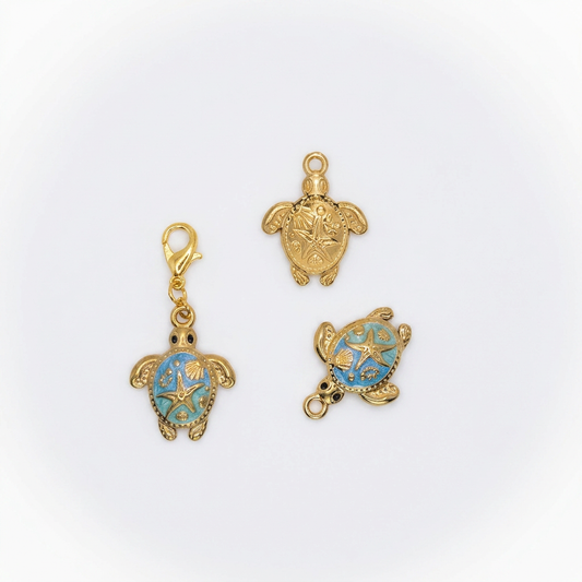 Dije Tortuga Mini - Celeste, verde agua y dorado