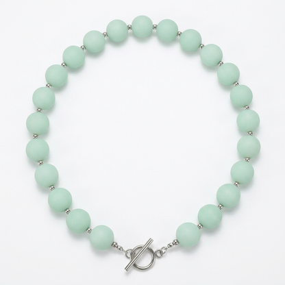 Collar Arcoíris Verde Agua Plateado