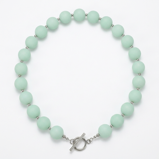 Collar Arcoíris Verde Agua Plateado
