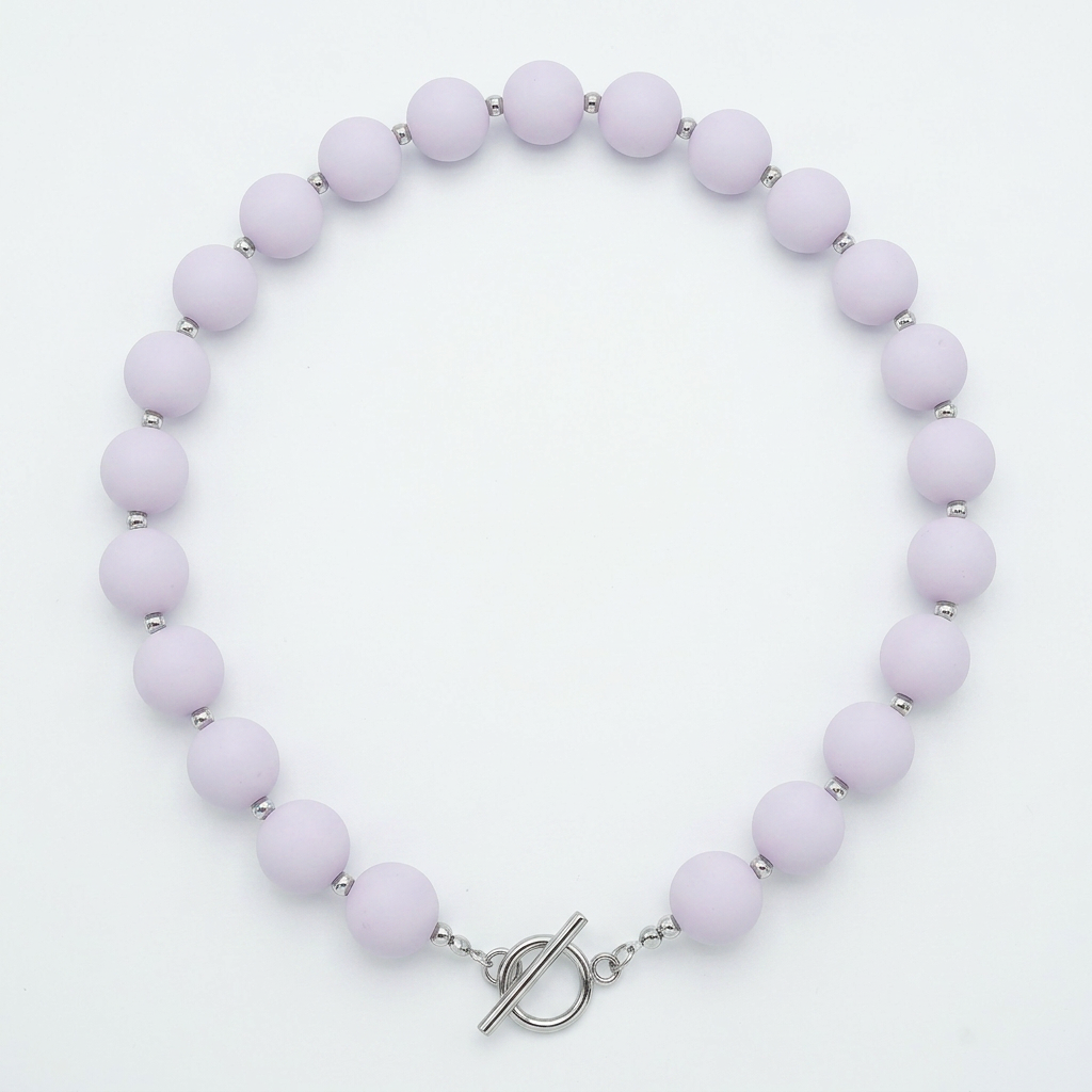 Collar Arcoíris Malva Plateado
