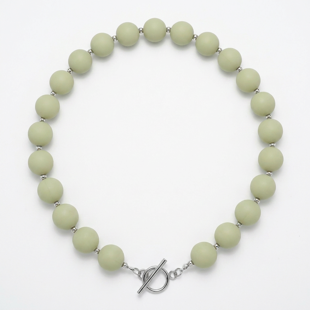 Collar Arcoíris Verde Oliva Plateado
