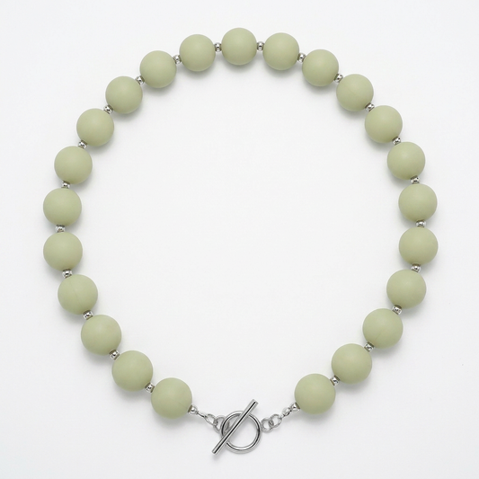 Collar Arcoíris Verde Oliva Plateado