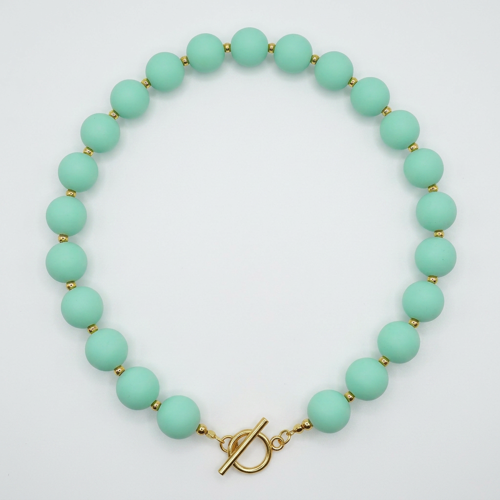 Collar Arcoíris Verde Agua Dorado