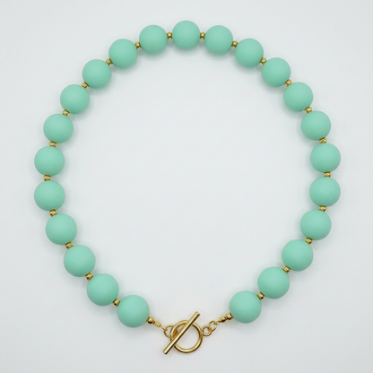 Collar Arcoíris Verde Agua Dorado