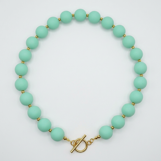 Collar Arcoíris Verde Agua Dorado