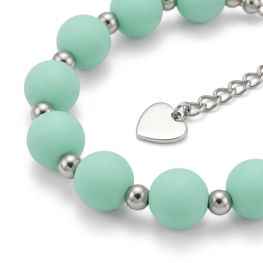 Pulsera Arcoíris Verde Agua Plateado