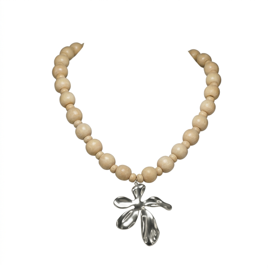 Collar Semilla Marfil Plateado