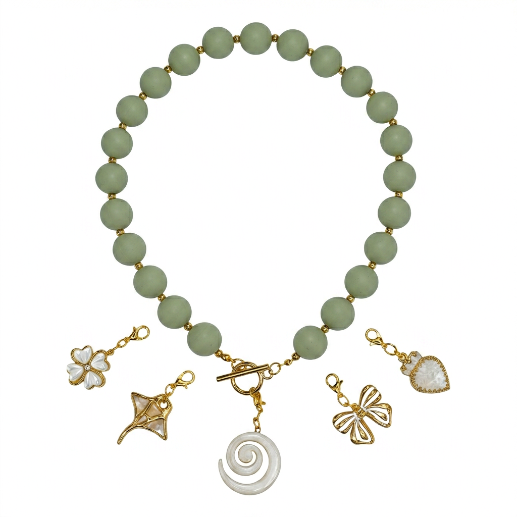 Collar Arcoíris Verde Oliva Dorado