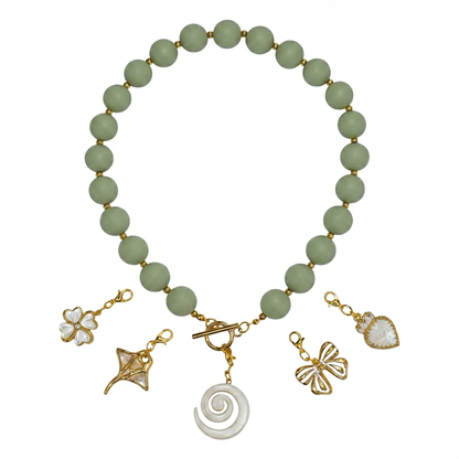 Collar Arcoíris Verde Oliva Dorado