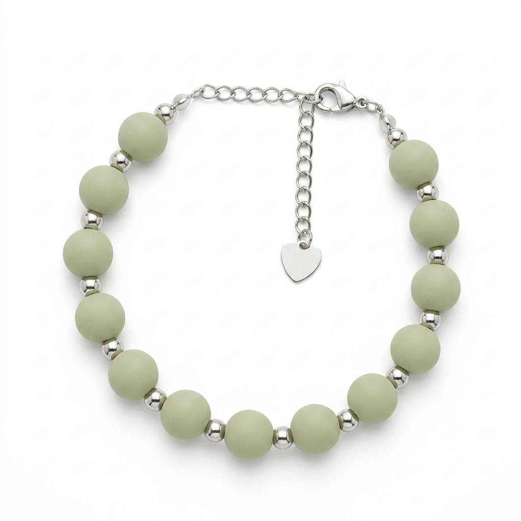 Pulsera Arcoíris Verde Oliva Plateado
