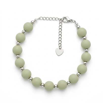 Pulsera Arcoíris Verde Oliva Plateado