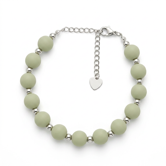 Pulsera Arcoíris Verde Oliva Plateado