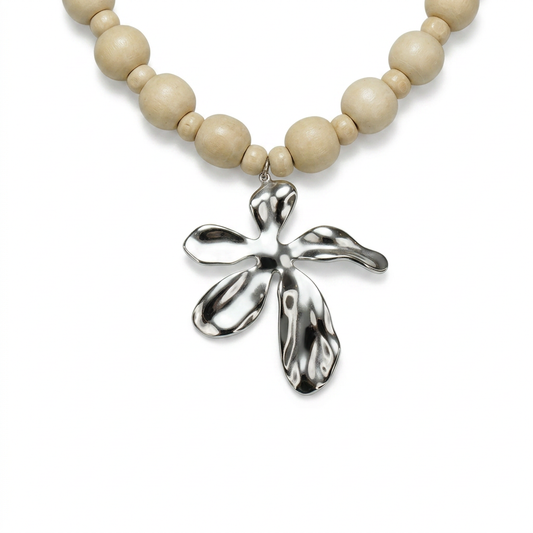 Collar Semilla Marfil Plateado