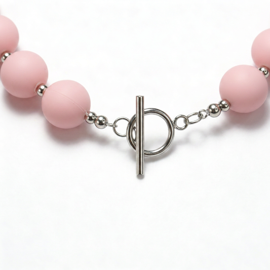 Collar Arcoíris Rosa Plateado